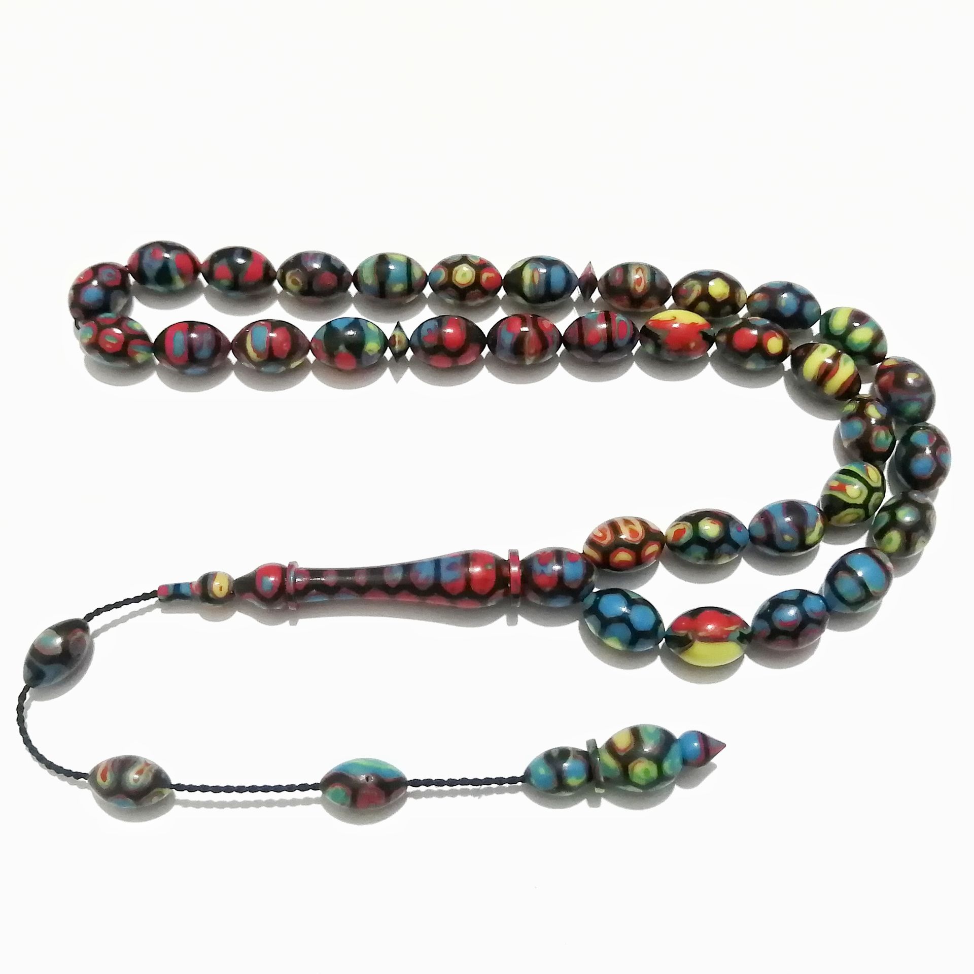 Sistem Püsküllü Özel İşçilikli Yılan Desenli Arizona Firuze Tesbih