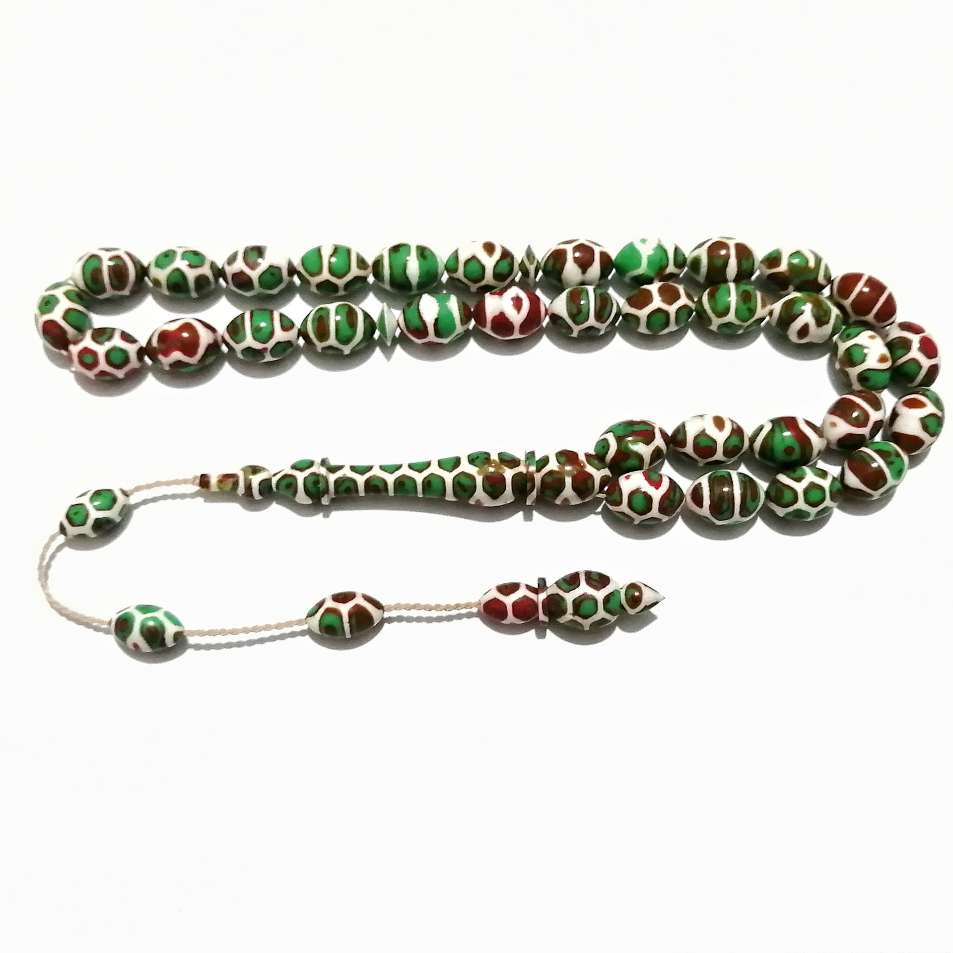 Sistem Püsküllü Özel İşçilikli Yılan Desenli Arizona Firuze Tesbih