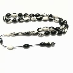 Sistem Püsküllü Özel İşçilikli Siyah Beyaz Arizona Firuze Taraftar Tesbihi