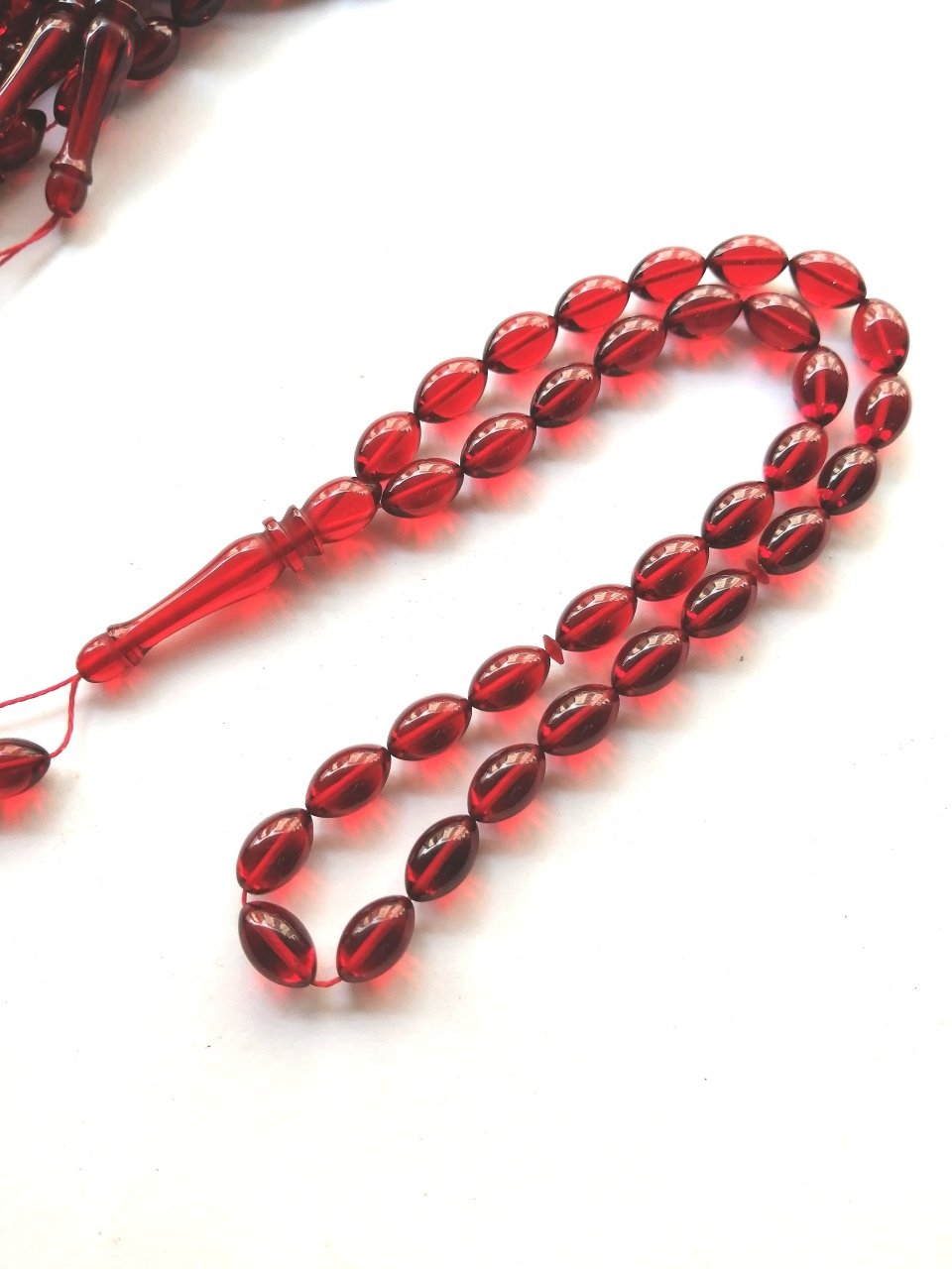 Kırmızı Beyzi Kesim Ateş Kehribar Tesbih