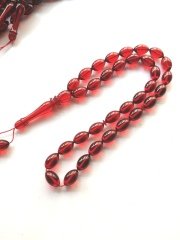 Kırmızı Beyzi Kesim Ateş Kehribar Tesbih