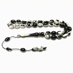 Sistem Püsküllü Özel İşçilikli Siyah Beyaz Arizona Firuze Taraftar Tesbihi