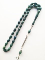 925 Ayar Gümüş Püsküllü Hareli Sıkma Kehribar Tesbih