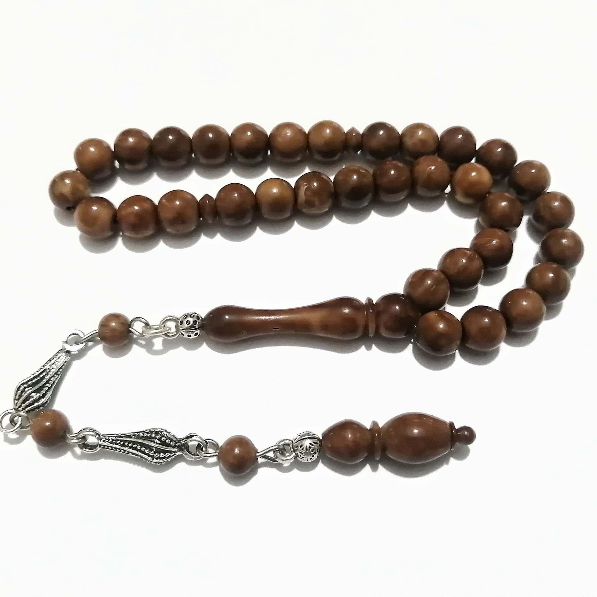 Gümüş Kaplama Püsküllü Küre Kesim Bilek Boy Kuka Tesbih