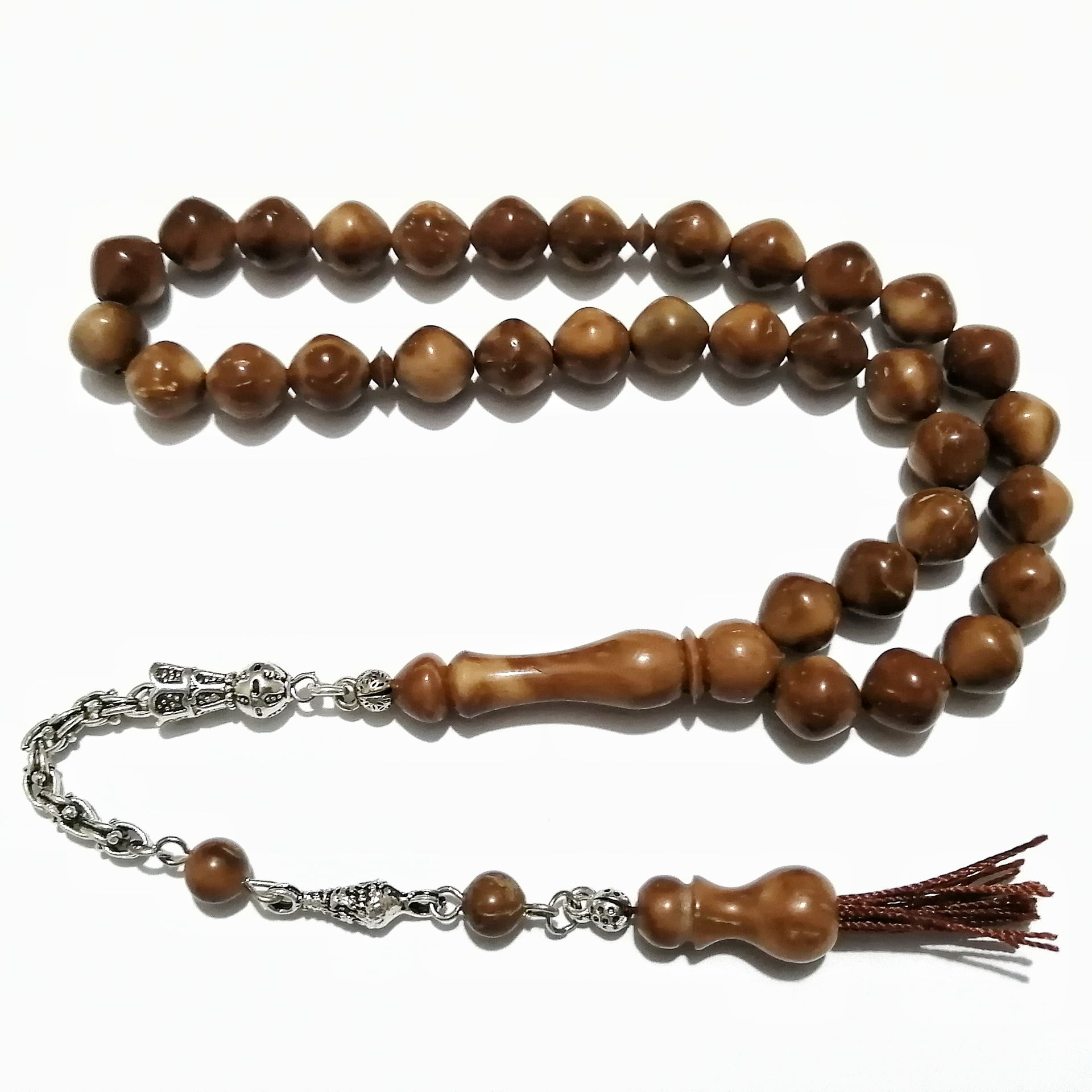 Gümüş Kaplama Püsküllü Uçlu Küre Kesim Kuka Tesbih