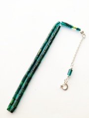 925 Ayar Gümüş Püsküllü Minik Boy Kesme Model Hareli Sıkma Kehribar Tesbih