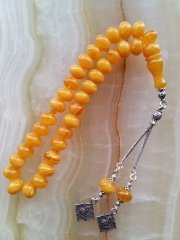 925 Ayar Gümüş Püsküllü Tekerlek Kesim Özel İşçilikli Atölye Yapımı Bileklik Boy Sıkma Kehribar Tesbih