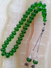 925 Ayar Gümüş Püsküllü Özel İşçilikli Atölye Yapımı Tekerlek Kesim Ateş Kehribar Tesbih