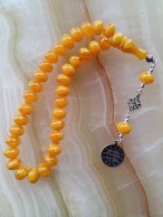 925 Ayar Gümüş Püsküllü Özel İşçilikli Atölye Yapımı Bileklik Boy Tekerlek Kesim Sıkma Kehribar Tesbih