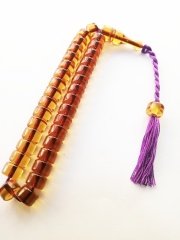 İp Püsküllü Tekerlek Kesim Ateş Kehribar Tesbih