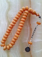 925 Ayar Gümüş Püsküllü Özel İşçilikli Atölye Yapımı Tekerlek Kesim Bileklik Boy Sıkma Kehribar Tesbih