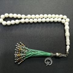 Alpaka Püsküllü İmamesi İşçilikli Küre Kesim Deve Kemiği Tesbih