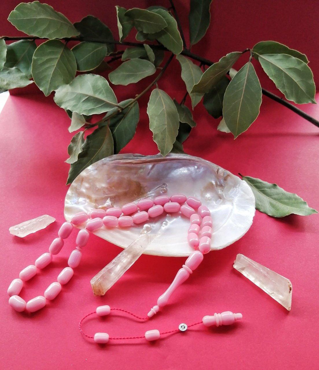 Sistem Püsküllü İmzalı Özel işçilikli Pembe Katalin Tesbih