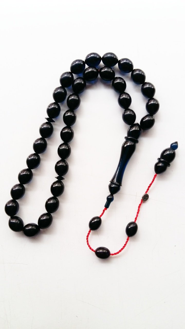 Sistem Püsküllü Tombul Beyzi Kesim Parlement Mavisi Yansımalı Ateş Kehribar Tesbih