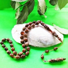 Sistem Püsküllü İmamesi Halkalı Hatasız İşçilikli İmzalı Beyzi Kesim Hareli Sıkma Kehribar Tesbih