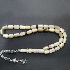 Gümüş Kaplama Püsküllü Uçlu Kapsül Kesim İmamesş Halkalı Koç Boynuzu Tesbih