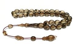 Sistem Püsküllü Beyzi Kesim Sıkma Kehribar Tesbih