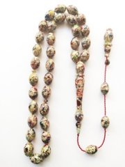 Sistem Püsküllü İmzalı Beyzi Kesim Mozaik Sıkma Kehribar Tesbih