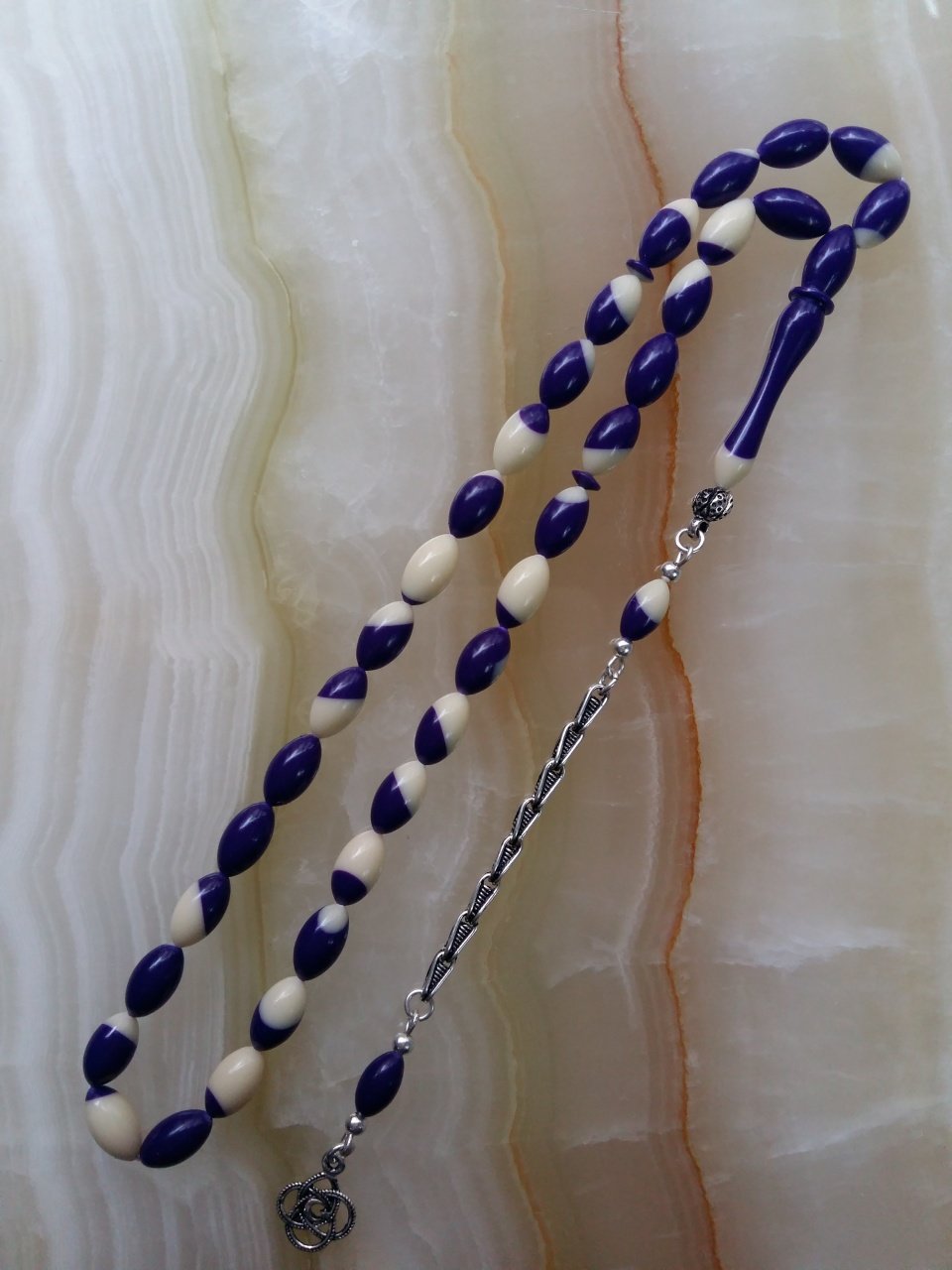 925 Ayar Gümüş Püsküllü Beyzi Kesim Bilardo Topu Tesbih