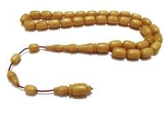 Sistem Püsküllü Kapsül Kesim Hareli Sarı Sıkma Kehribar Tesbih