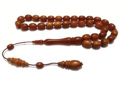 Sistem Püsküllü Tombul Beyzi Kesim Sıkma Kehribar Tesbih