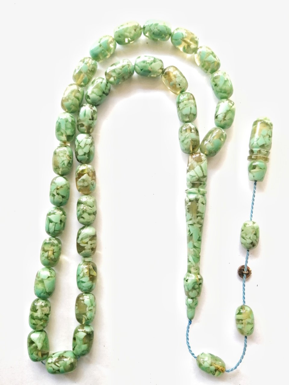 Sistem Püsküllü İmzalı Kapsül Kesim Mozaik Sıkma Kehribar Tesbih