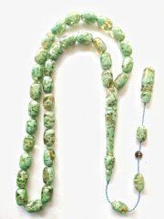 Sistem Püsküllü İmzalı Kapsül Kesim Mozaik Sıkma Kehribar Tesbih