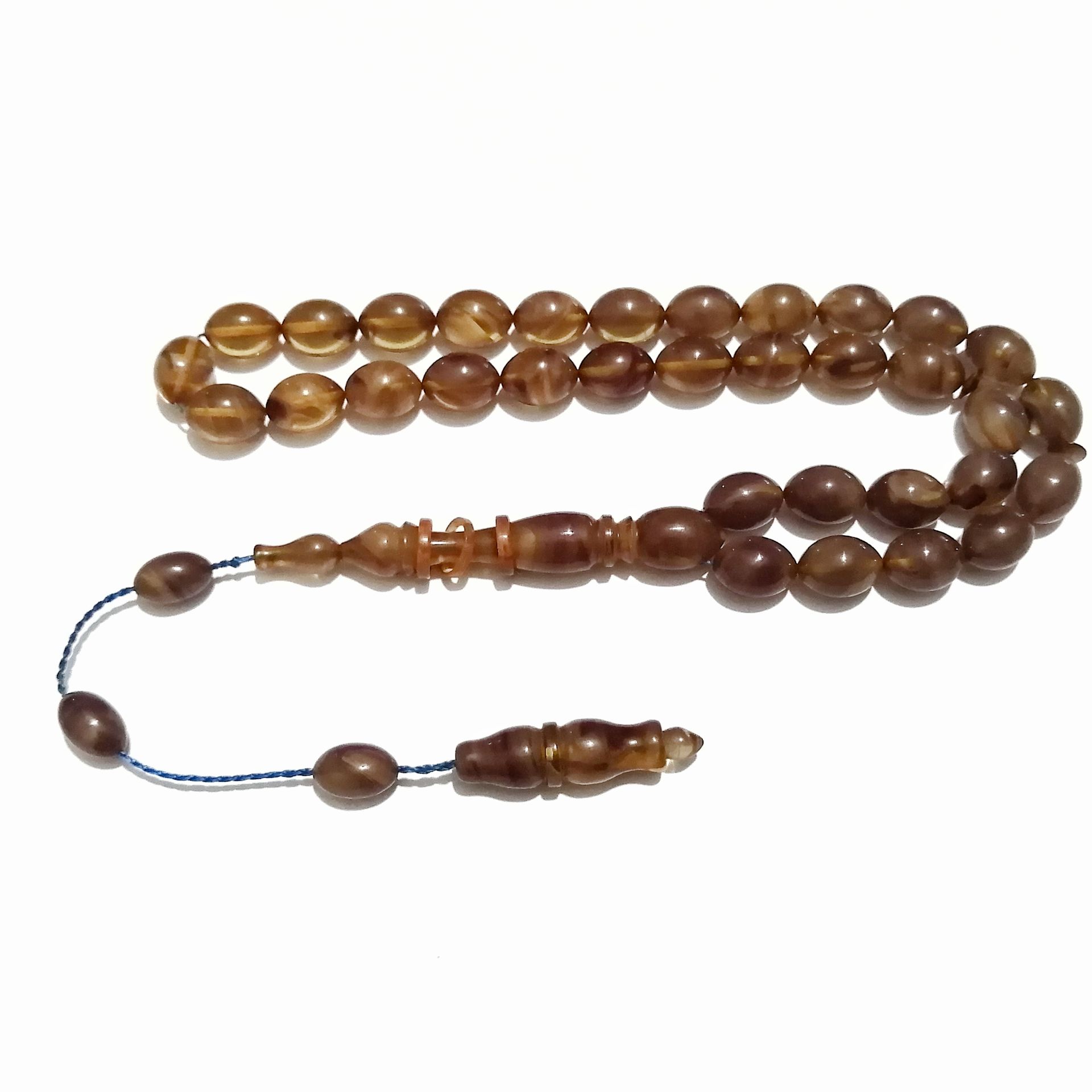 Sistem Püsküllü Beyzi Kesim Hareli Sıkma Kehribar Tesbih