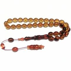 Sistem Püsküllü Beyzi Kesim Hareli Sıkma Kehribar Tesbih