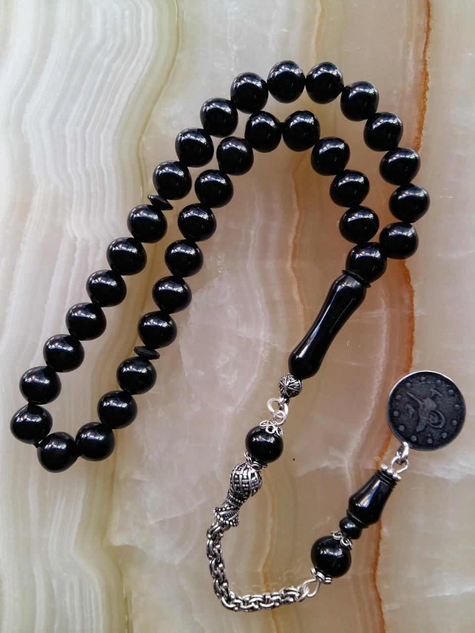 925 Ayar Gümüş Püsküllü Sade Erzurum Oltutaşı Tesbih