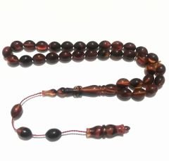 Sistem Püsküllü Beyzi Kesim Hareli Sıkma Kehribar Tesbih