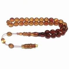 Sistem Püsküllü Beyzi Kesim Sıkma Kehribar Tesbih