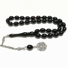 Alpaka Püsküllü Beyzi Kesim İç Renği kırmızı Sıkma Kehribar Tesbih