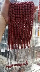 Alpaka Püsküllü Kapsül Kesim Sıkma Kehribar Tesbih