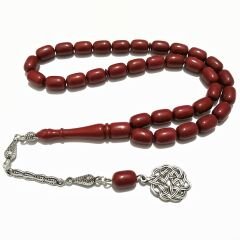 Alpaka Püsküllü Kapsül Kesim Sıkma Kehribar Tesbih