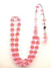 Sistem Püsküllü İmzalı Kapsül Kesim Pembe Katalin Uçak Camı Tesbih