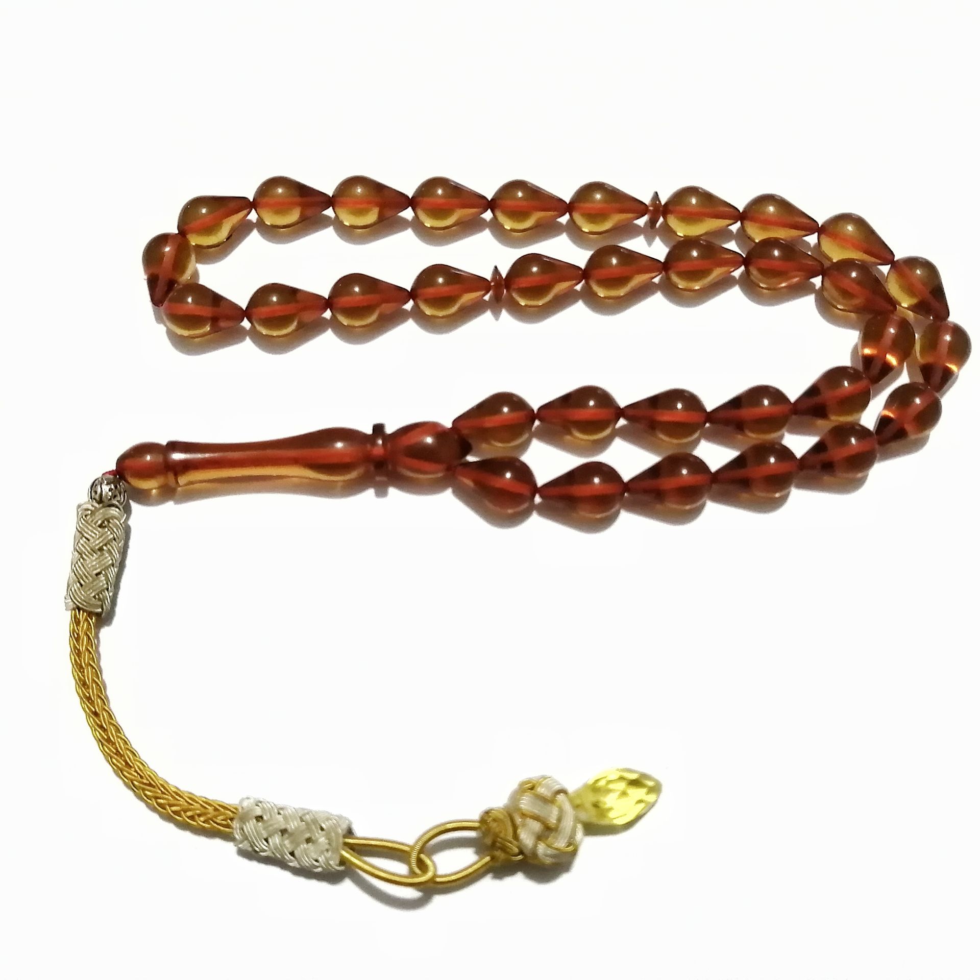 Alpaka Kazaz Püsküllü Gözyaşı Damla Kesim Ateş Kehribar Tesbih