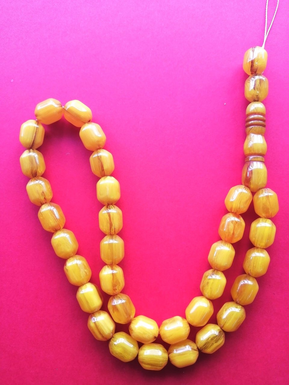 Dabbas Malz. Uçlu Kesim Hareli Sıkma Kehribar Tesbih