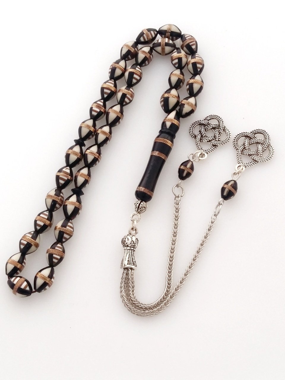 Metal Püsküllü Sarı Sarma Elişçilikli Kuka Tesbih