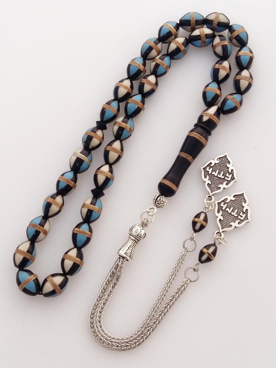 Metal Püsküllü Sarı Sarma Elişçilikli Kuka Tesbih