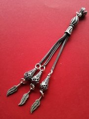 925 Ayar Gümüş 3 Dallı Tilki Kuyruğu Zincirli Tesbih Püskülü