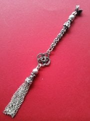 925 Ayar Gümüş Arnavut Zincirli Süpürğe Uçlu Tekli Tesbih Püskülü