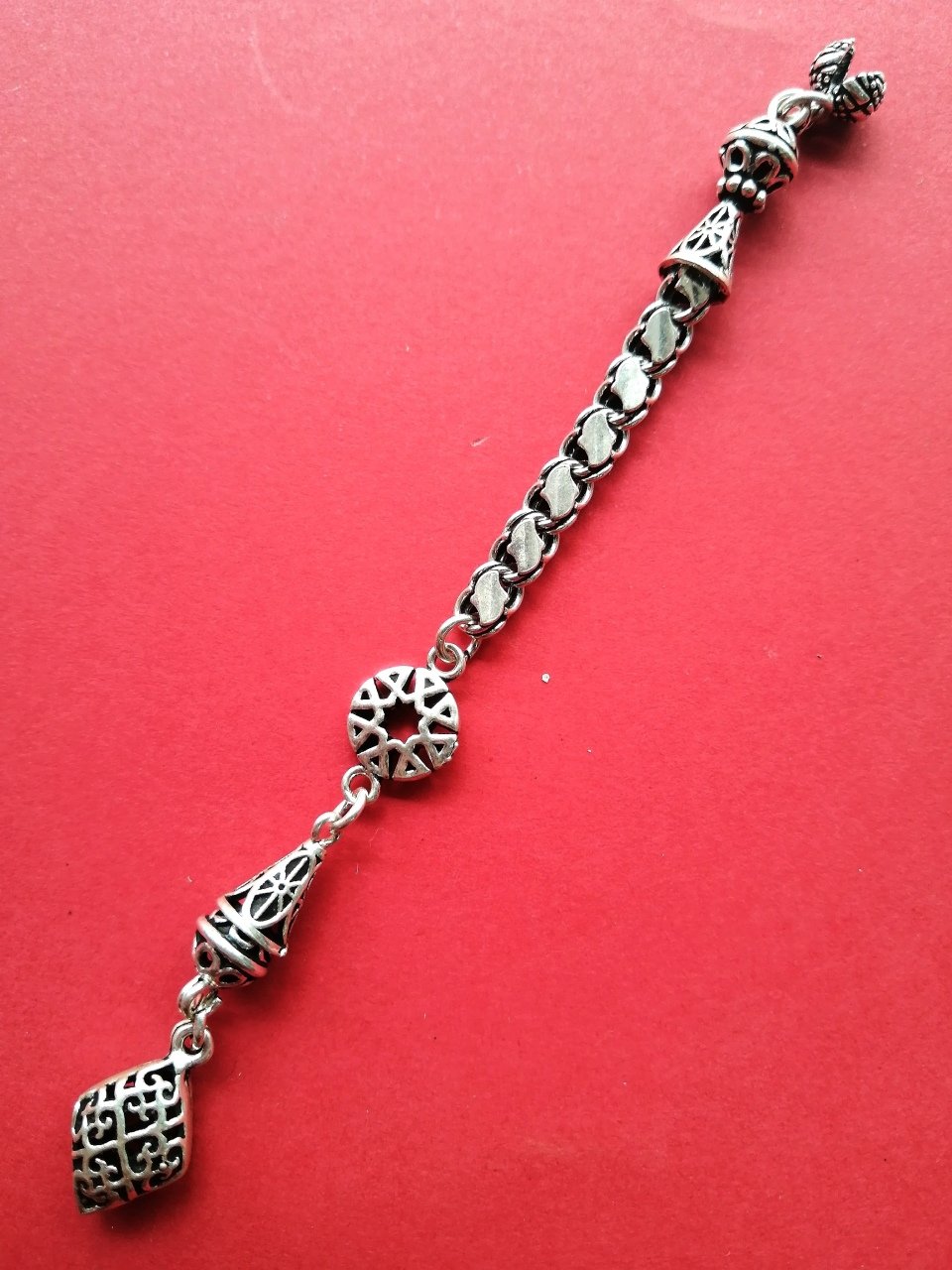 925 Ayar Gümüş Pul Zincirli Tekli Tesbih Püskülü