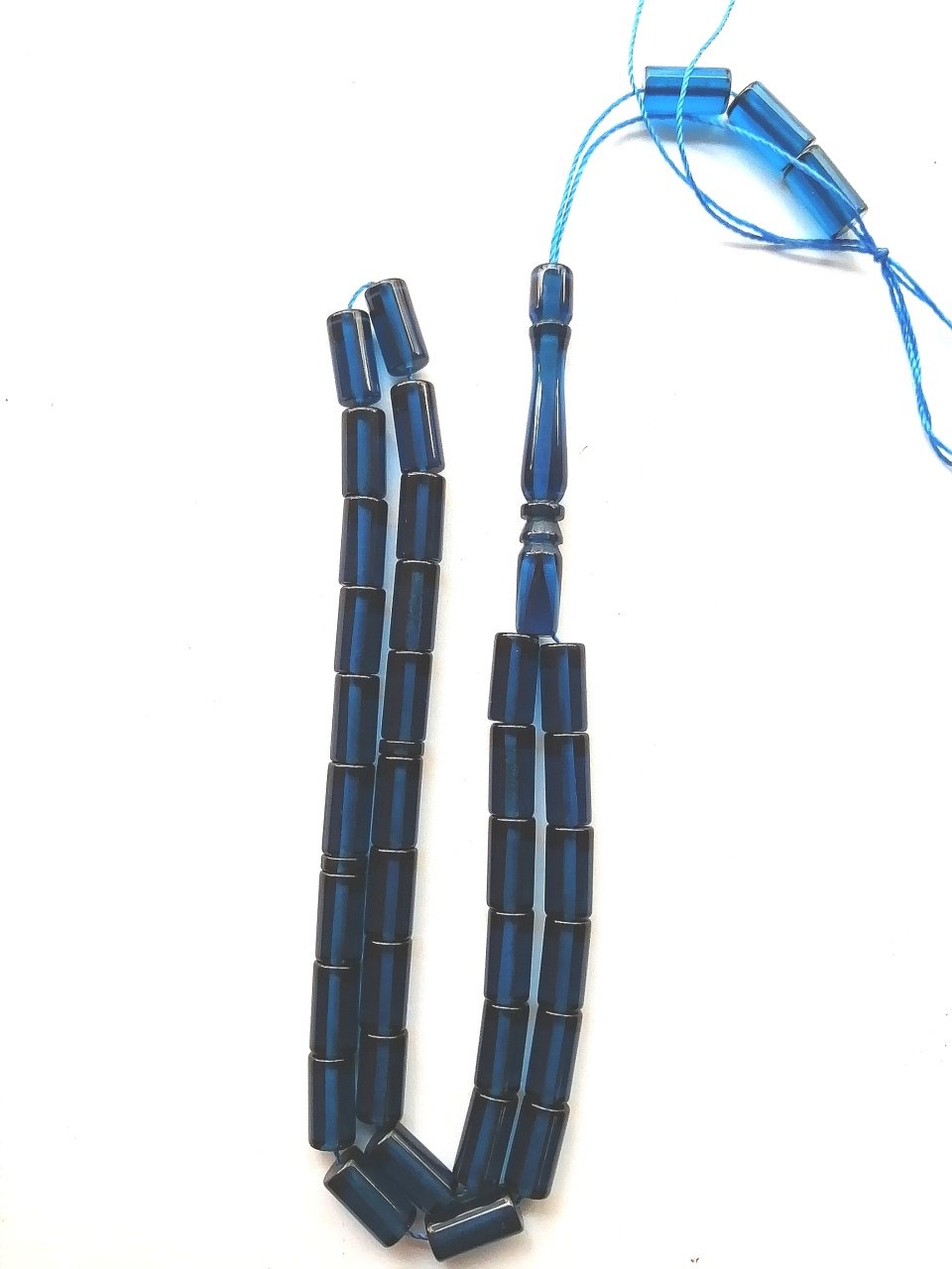 Lacivert Kesme Model Ateş Kehribar Tesbih