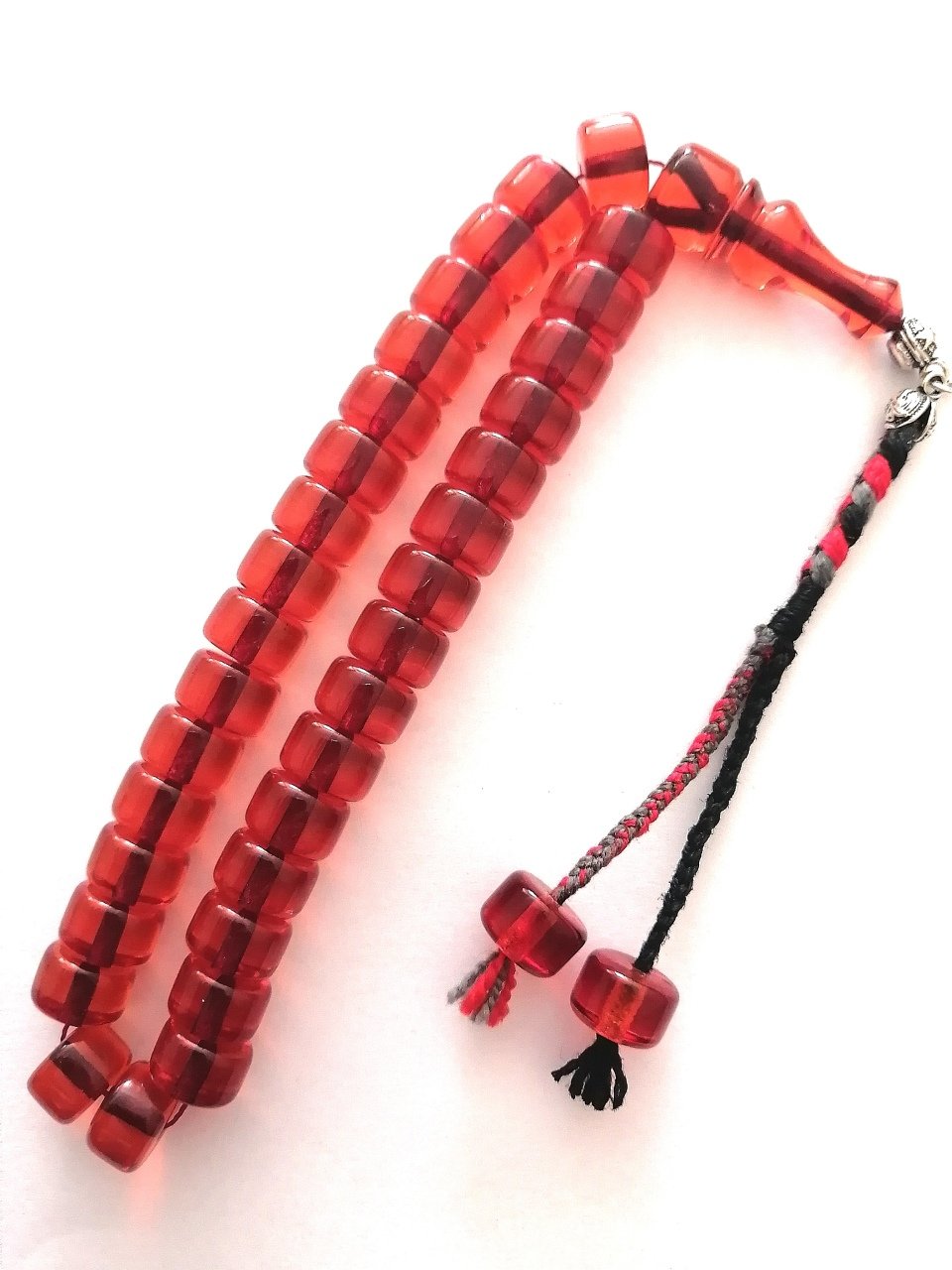 İp Püsküllü Tekerlek Kesim Bilek Boy Ateş Kehribar Tesbih