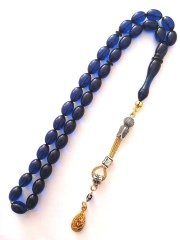 Alpaka Püsküllü Beyzi Kesim Ateş Kehribar Tesbih