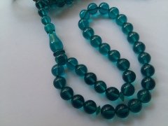 Çakır Mavisi Özel İşçilikli Ateş Kehribar Tesbih