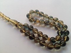 Şeffaf Mavi Hareli Özel İşçilikli Ateş Kehribar Tesbih