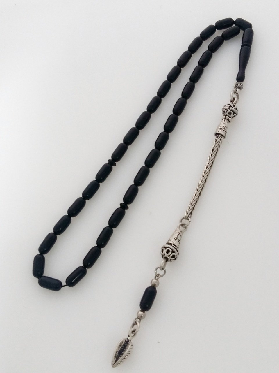 925 Ayar Gümüş Püsküllü Özel İşçilikli Kapsül Kesim Sıkma Kehribar Tesbih