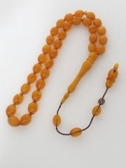 Sistemli Özel İşçilikli Usta imzalı Hareli Sıkma Kehribar Tesbih